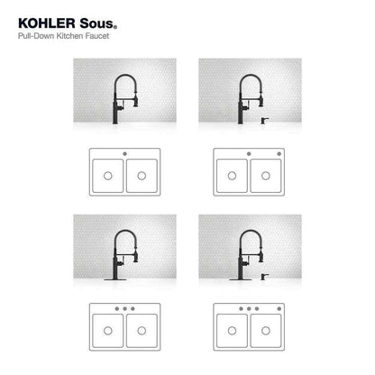 KOHLER Sous Pro-Style Single Handle Pull Down Sprayer Kitchen Faucet Matte Black