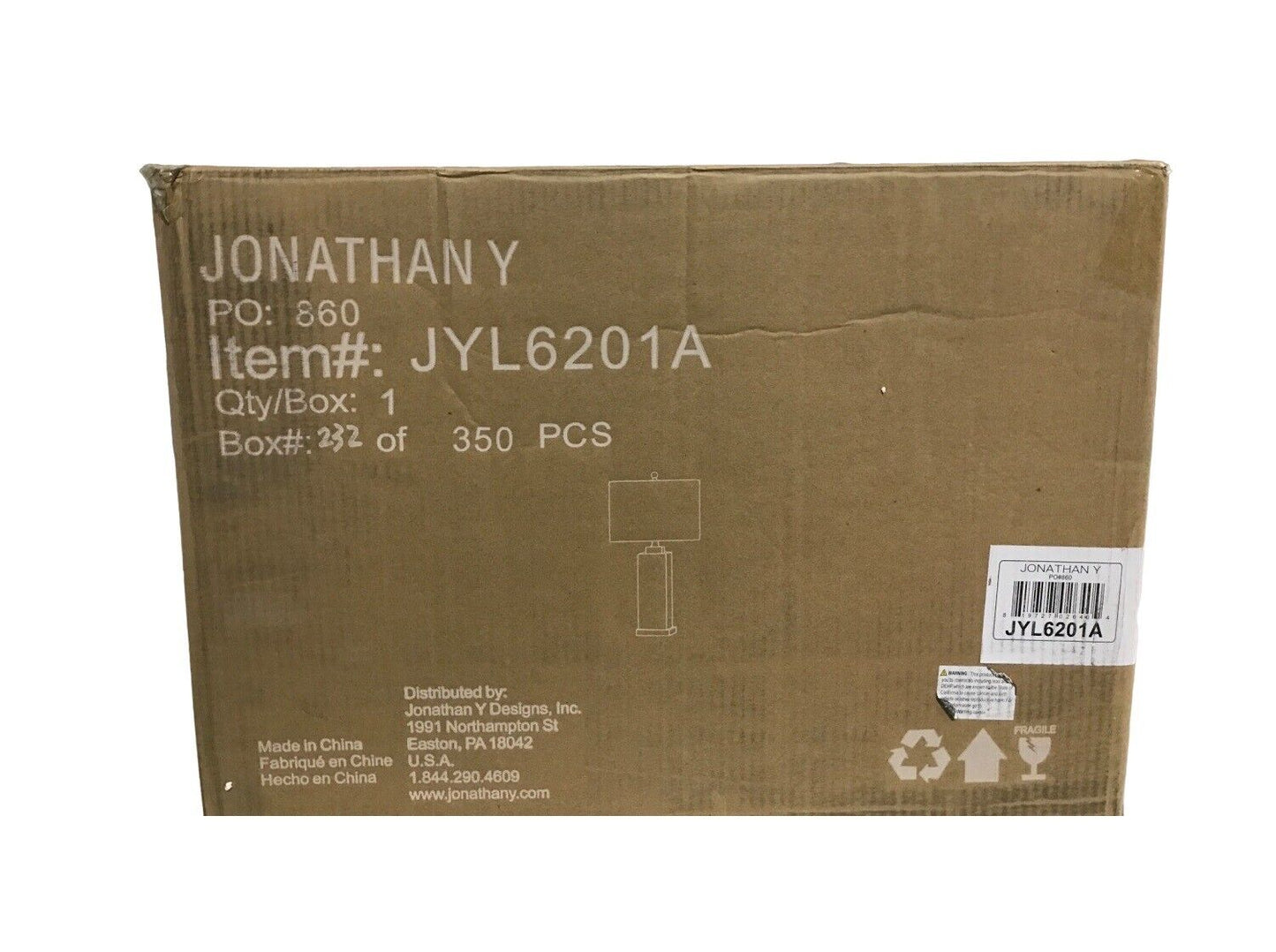JONATHAN Y Elizabeth 27.5 in. Alabaster LED Table Lamp White/Gold Leaf JYL6201A