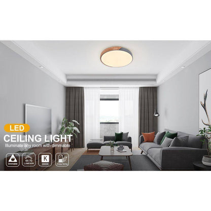 RRTYO 19.68 in. 1-Light Grey LED Flush Mount Ceiling Light with Acrylic Shade