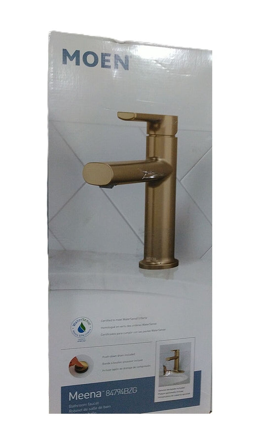 MOEN Meena Single Hole Single Handle Bathroom Faucet in Bronzed Gold 84794BZG