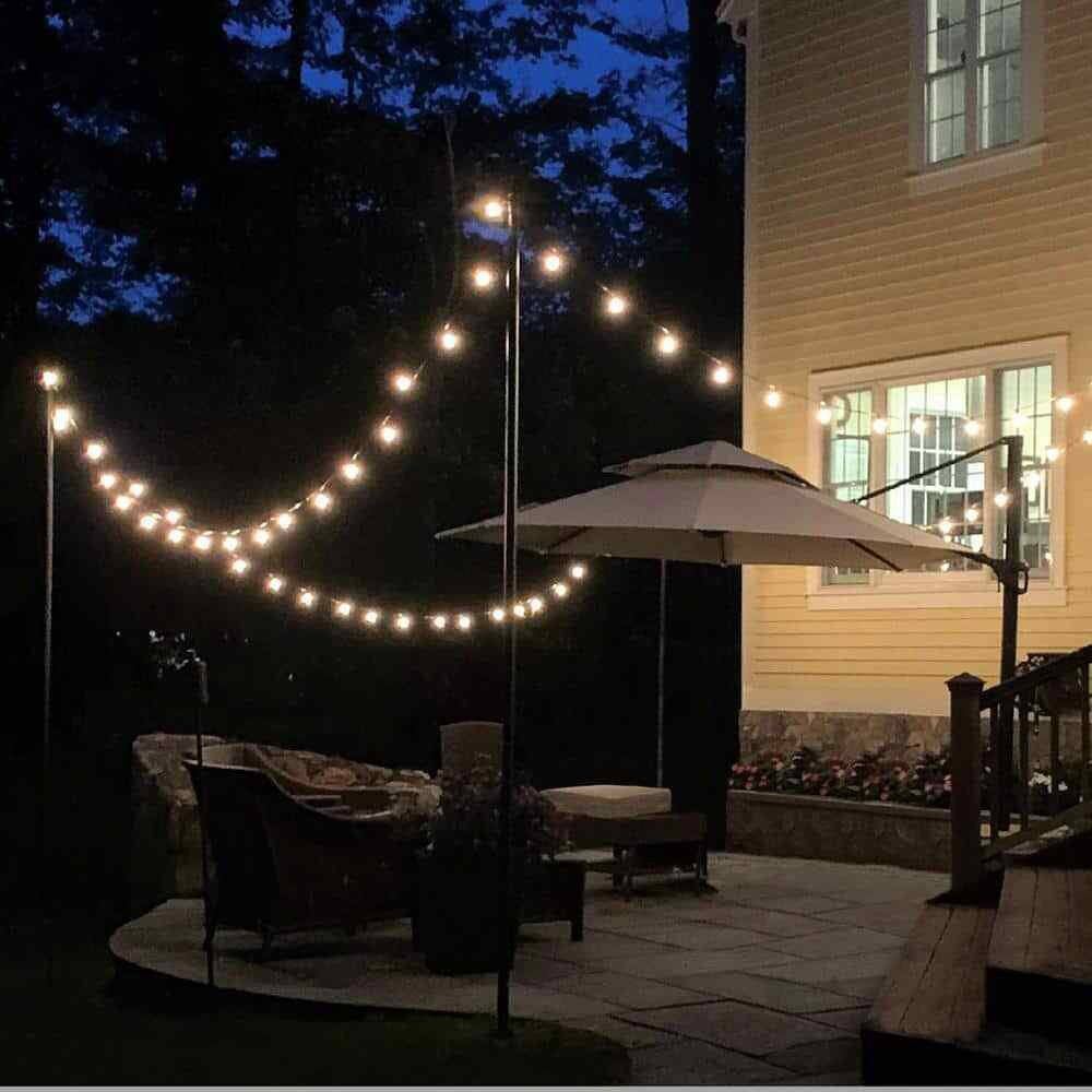 EXCELLO GLOBAL PRODUCTS Two 10 ft. String Light Poles Black EGP-HD-0359