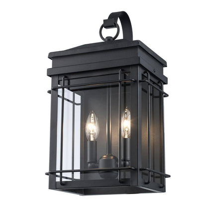 Monteaux Lighting Bel Air 17 in. 2-Light Black Outdoor Wall Light Fixture