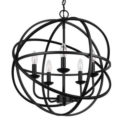 Home Decorators Collection Sarolta Sands Black Chandelier Light Caged Globe