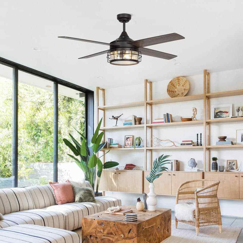 Matrix Decor 52 in. Oil Rubbed Bronze Downrod Ceiling Fan w/ Remote Control