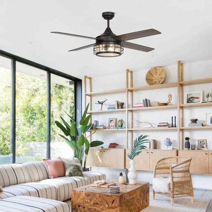 Matrix Decor 52 in. Oil Rubbed Bronze Downrod Ceiling Fan w/ Remote Control