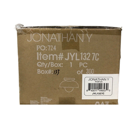 JONATHAN Y Paulina 8.5 in. 1-Light Classic Industrial Iron LED Flush Mount