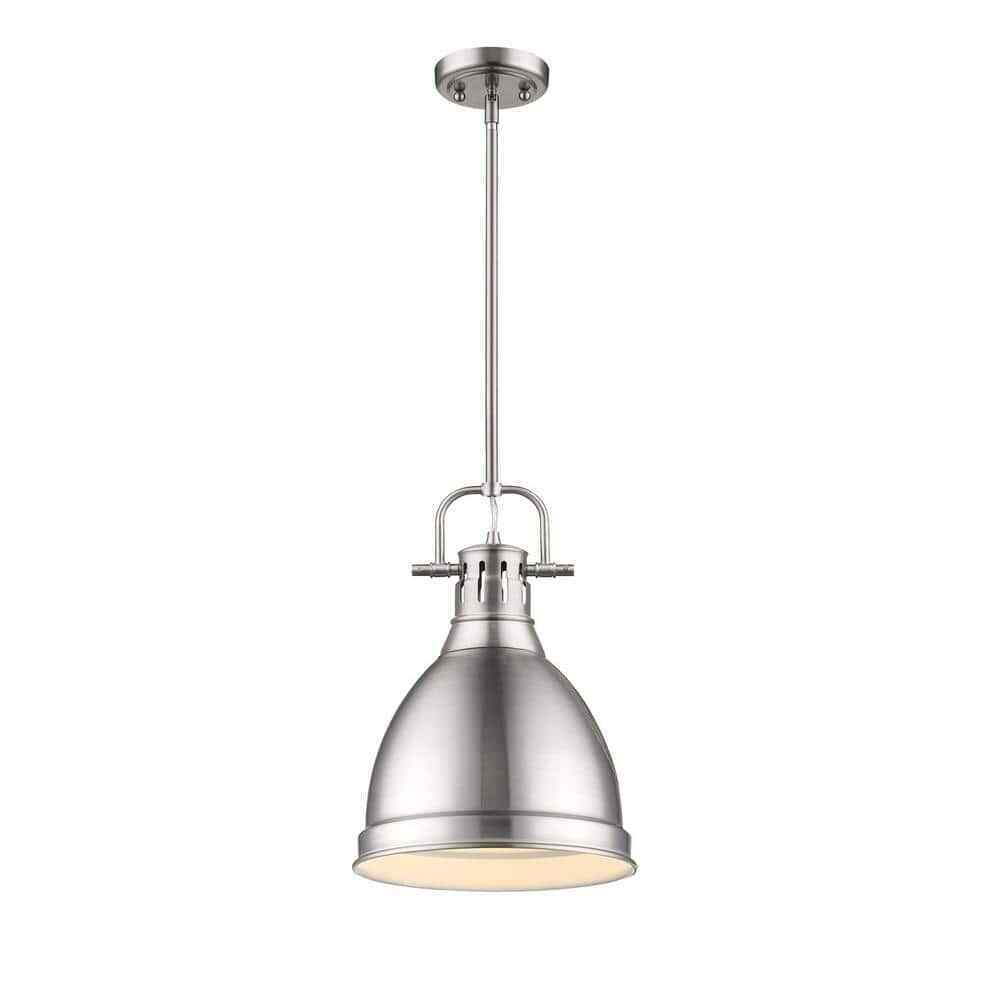 Golden Lighting Duncan 1-Light Pewter 8.8 in. Pendant with Pewter Shade