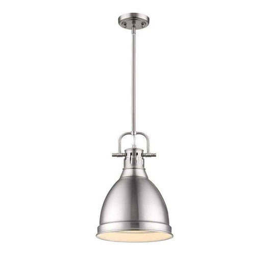 Golden Lighting Duncan 1-Light Pewter 8.8 in. Pendant with Pewter Shade