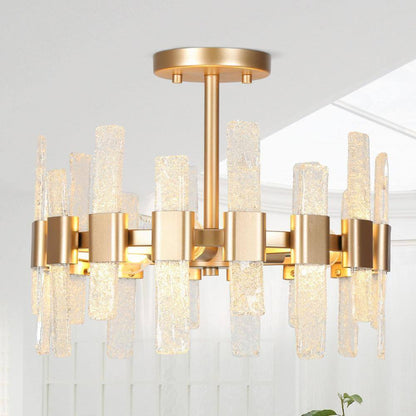 Uolfin Modern Chandelier Ceiling Light Eicy 14.2 in. 3-Light Gold Drum Mount