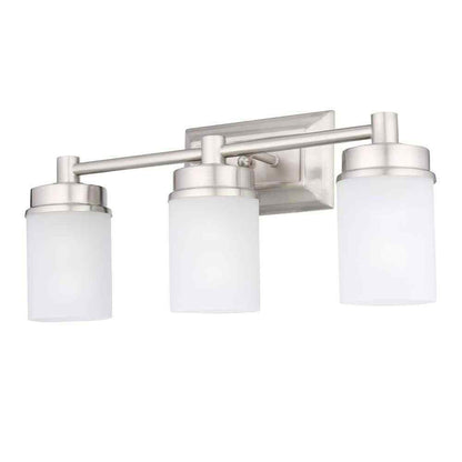 Hampton Bay Cade 3-Light 20.25 in. Brushed Nickel Vanity Light w/ Frosted Glass