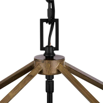 Home Decorators Weyburn Black and Faux Wood Farmhouse Chandelier Light Fixture