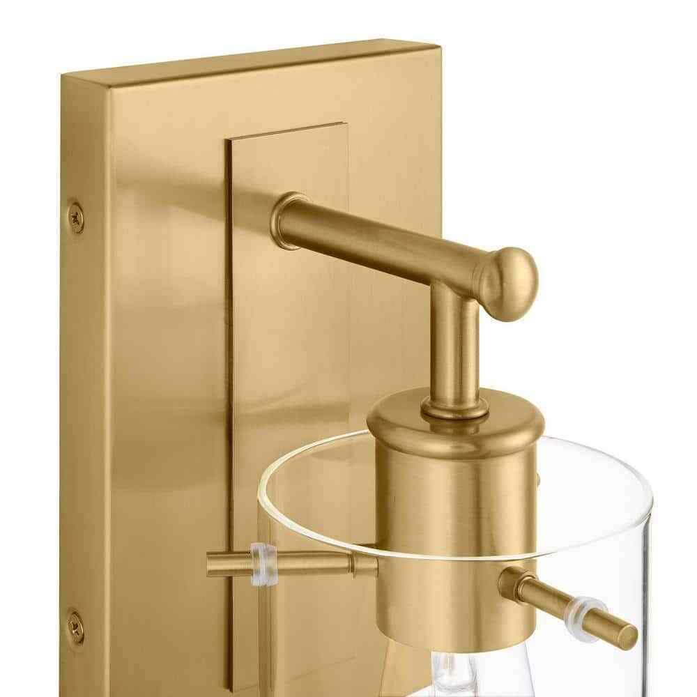 Hampton Bay Regan 4.5 in. 1-Light Brushed Gold Vanity Light w/ Clear Glass Shade