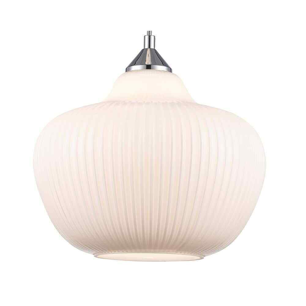 Home Decorators Pompton Chrome Light Fixture w/ White Ribbed Glass Globe Shade