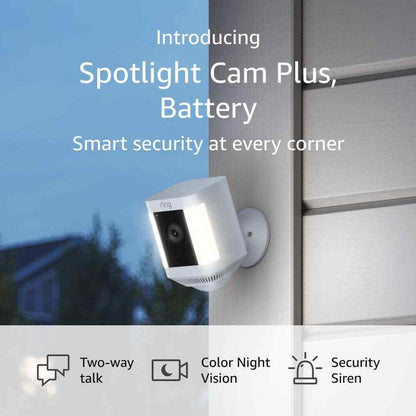 Ring Spotlight Cam Plus Battery Security Video Camera  Color Night Vision White