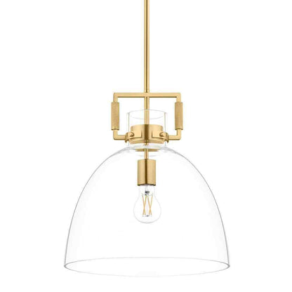Hampton Bay Ballington Gold Oversized Pendant Light Fixture w/ Clear Glass Shade
