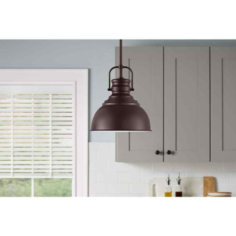 Home Decorators Collection 10 in. 1-Light Bronze Hanging Kitchen Pendant Light