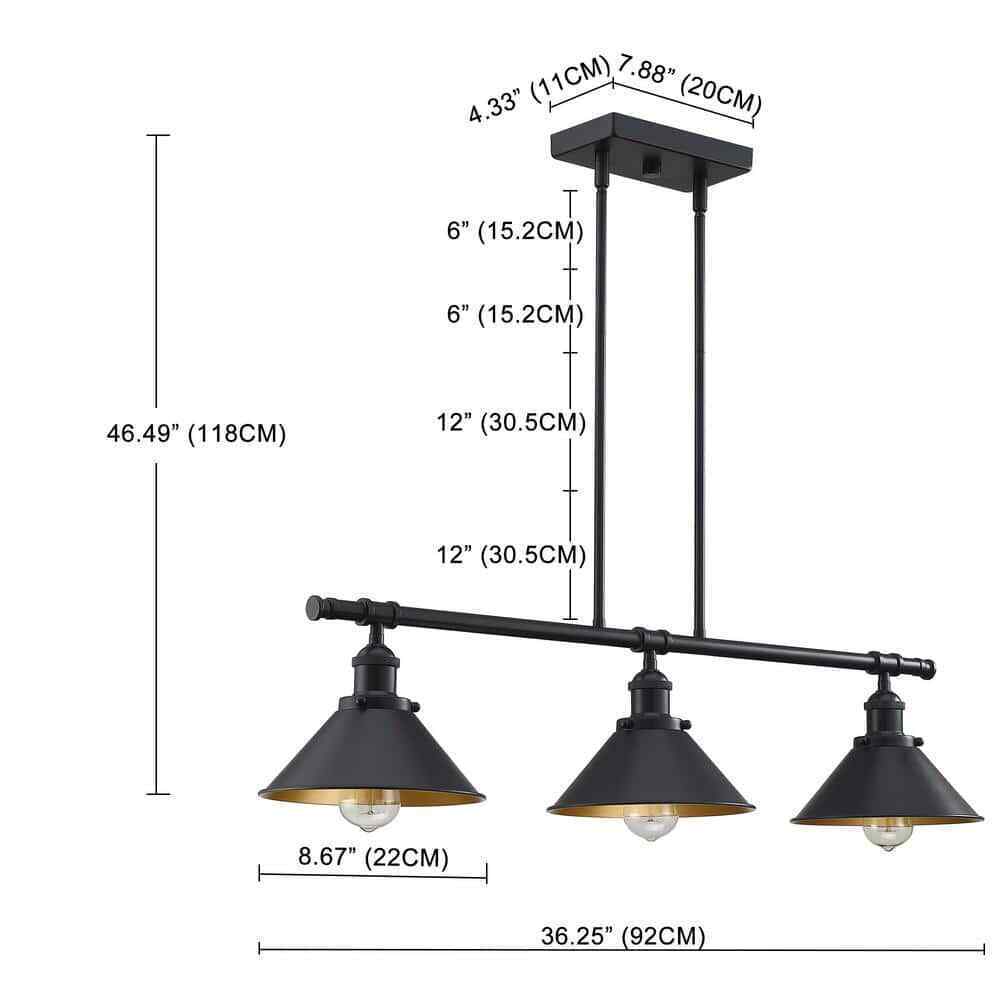 Hukoro Westworld 36.25 in. 3-Light Island Pendant Chandelier
