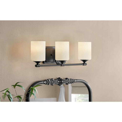 Hampton Bay Darlington Matte Black Vanity Light w/ Frosted Opal Glass Shades