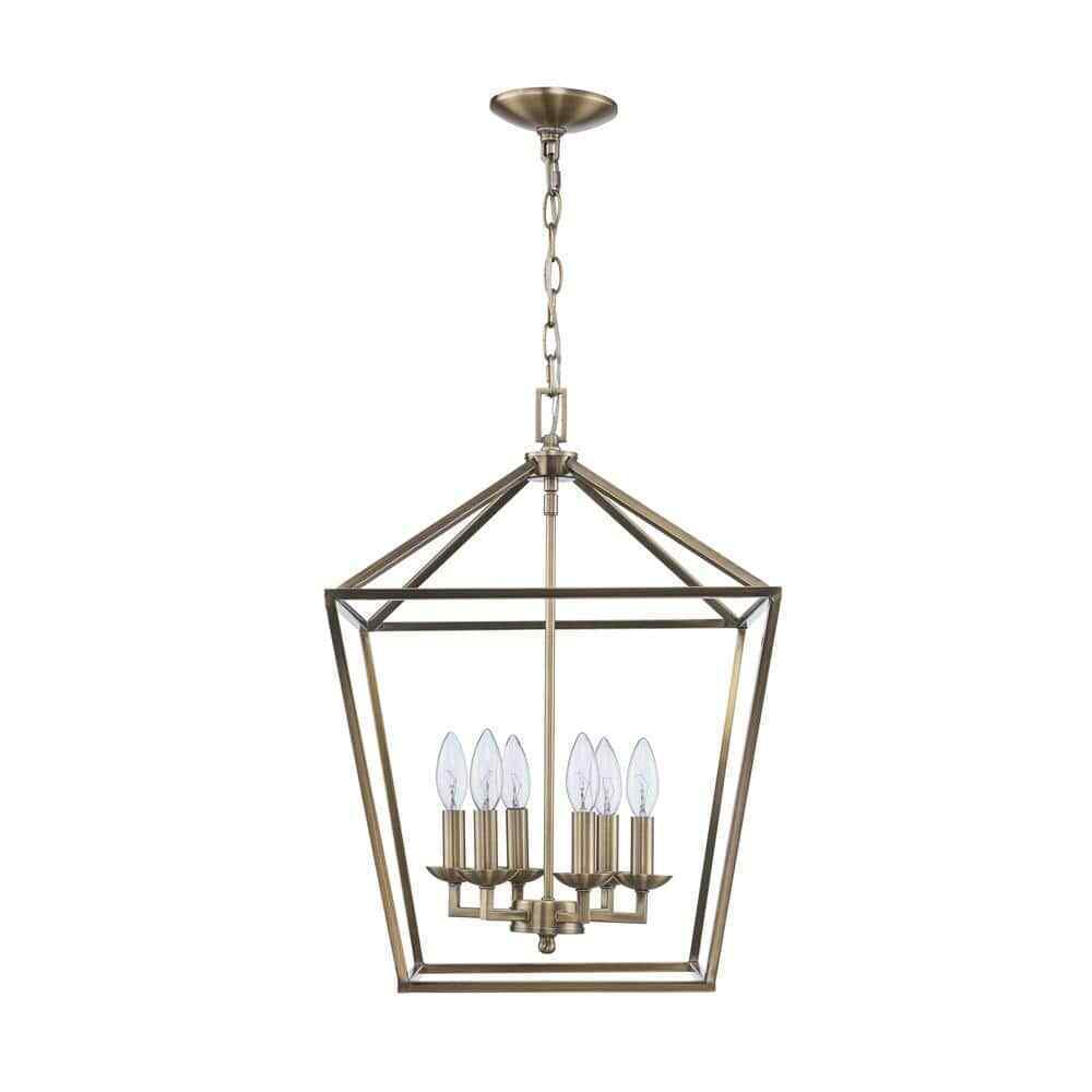 Home Decorators Weyburn 6-Light Brushed Brass Farmhouse Chandelier Light Fixture