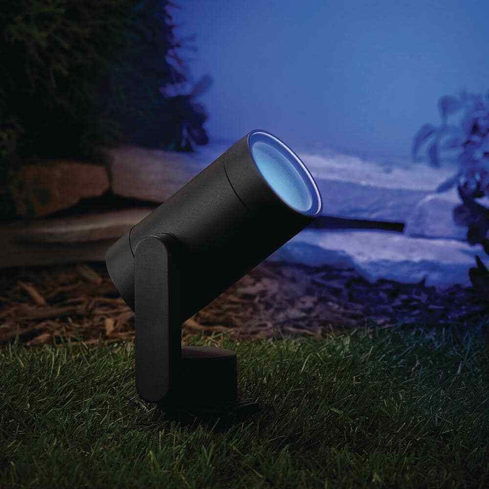 Hampton Bay Low Voltage Black LED Outdoor Spotlight Smart App Control Hubspace