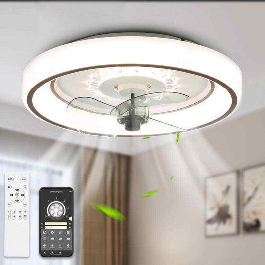 Bella Depot 19 in. Indoor Smart App Control White Ceiling Fan w/ Integrated LED