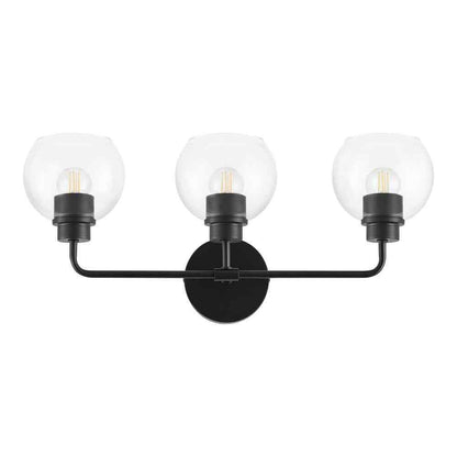 Hampton Bay Vista Heights 3-Light Matte Black Vanity Light w/ Clear Glass Shade