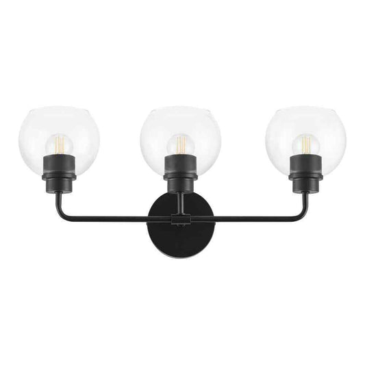 Hampton Bay Vista Heights 3-Light Matte Black Vanity Light w/ Clear Glass Shade