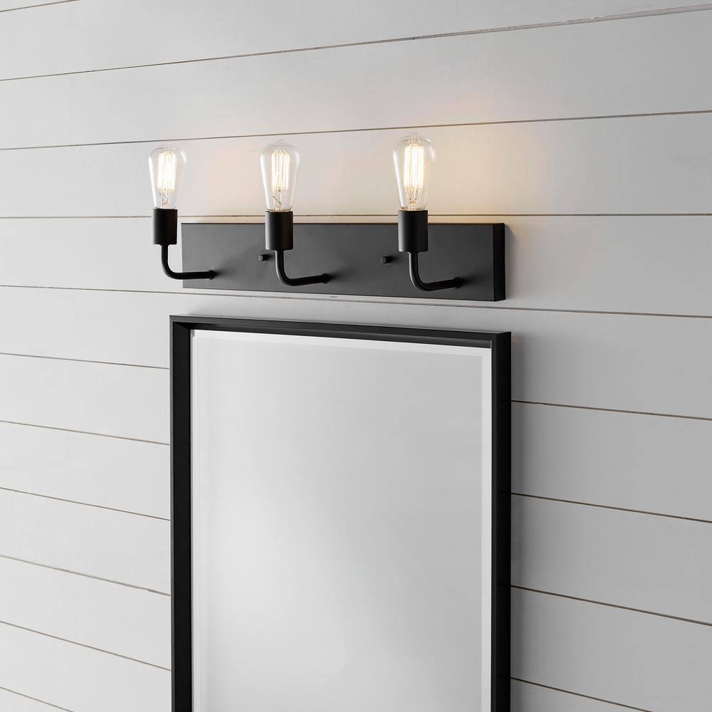 Hampton Bay Northvale 24 in. 3-Light Matte Black and Brass Bathroom Vanity Light