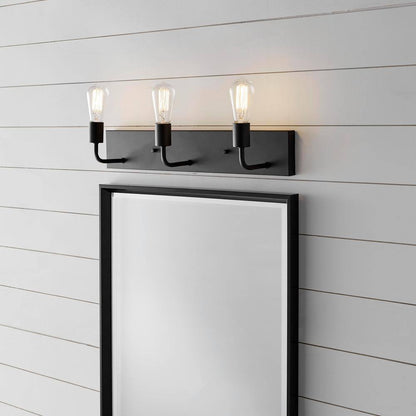Hampton Bay Northvale 24 in. 3-Light Matte Black and Brass Bathroom Vanity Light
