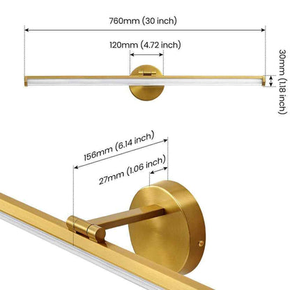 KAISITE  Gold LED Vanity Light Bar 24-Watt Rotatable Bathroom Light Fixture