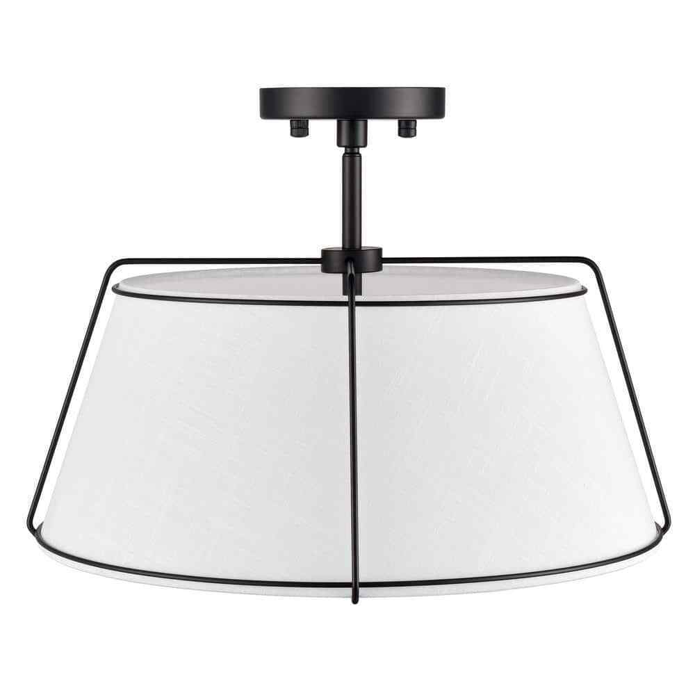 Light Society Lise 2-Light Black/White Pendant with Fabric Shade LS-C556-BLK