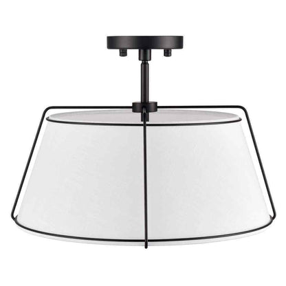 Light Society Lise 2-Light Black/White Pendant with Fabric Shade LS-C556-BLK