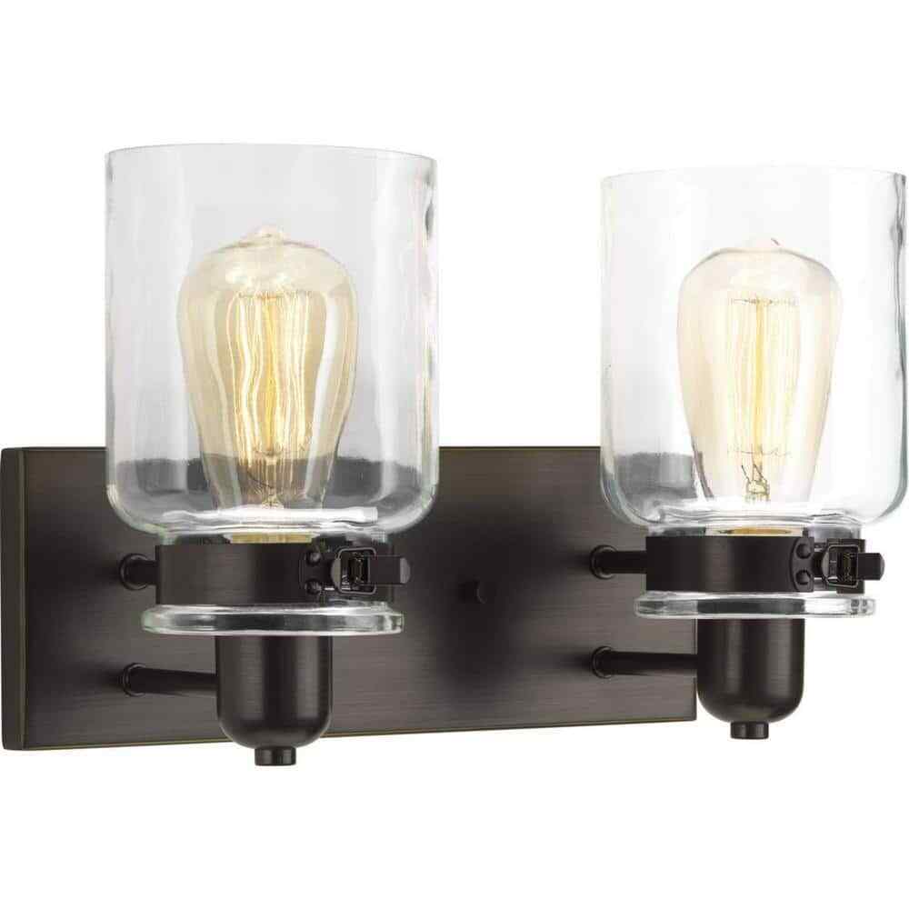 Progress Lighting Calhoun 2-Light Antique Bronze Clear Glass Bath Vanity Light
