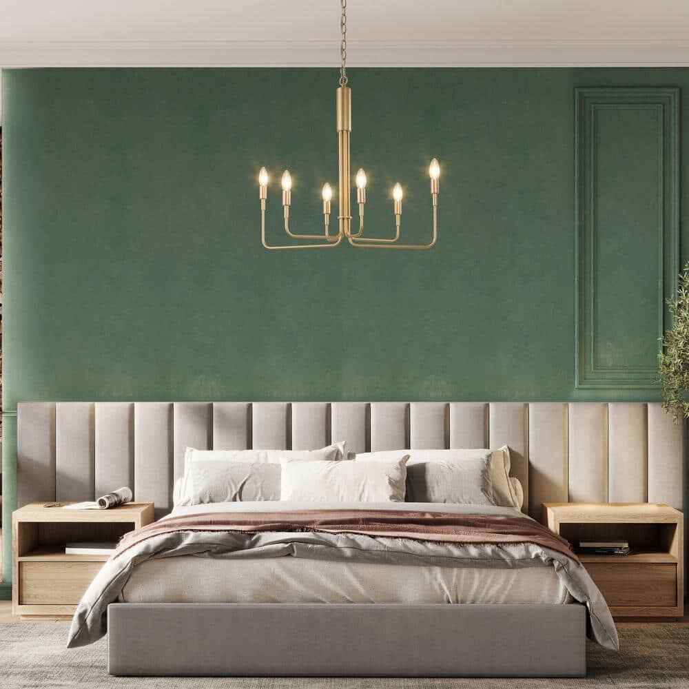 LNC Modern Light Gold Chandelier Contemporary 6-Light Candlestick Hanging Light