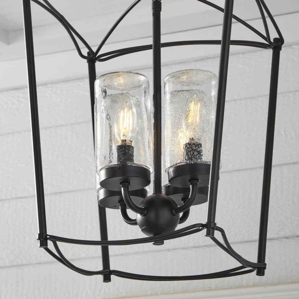 Home Decorators Tercero 4-Light Matte Black Outdoor Foyer Pendant Light