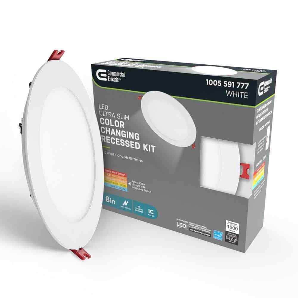 Commercial Electric 8 in. Selectable Color Temperature LED Recessed Lighting Kit