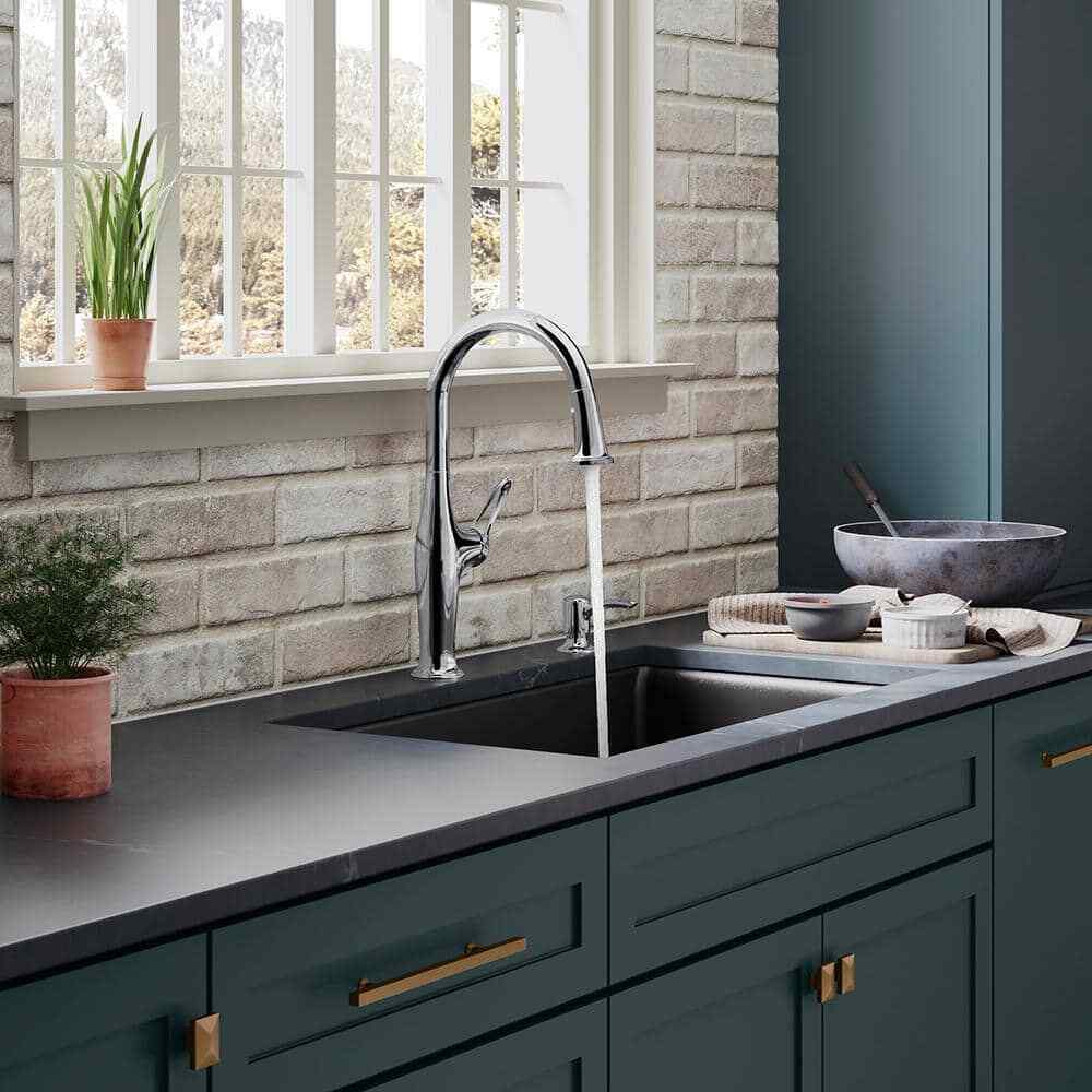 KOHLER Hamelin Single Handle Pull Down Sprayer Kitchen Faucet in Polished Chrome