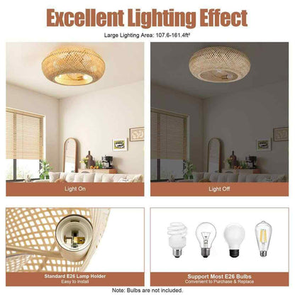 OUKANING 20 in. Gold Farmhouse 6-Speed Reversible Wind Direction Ceiling Fan