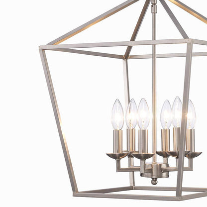 Home Decorators Weyburn 6-Light Brushed Nickel Caged Farmhouse Chandelier