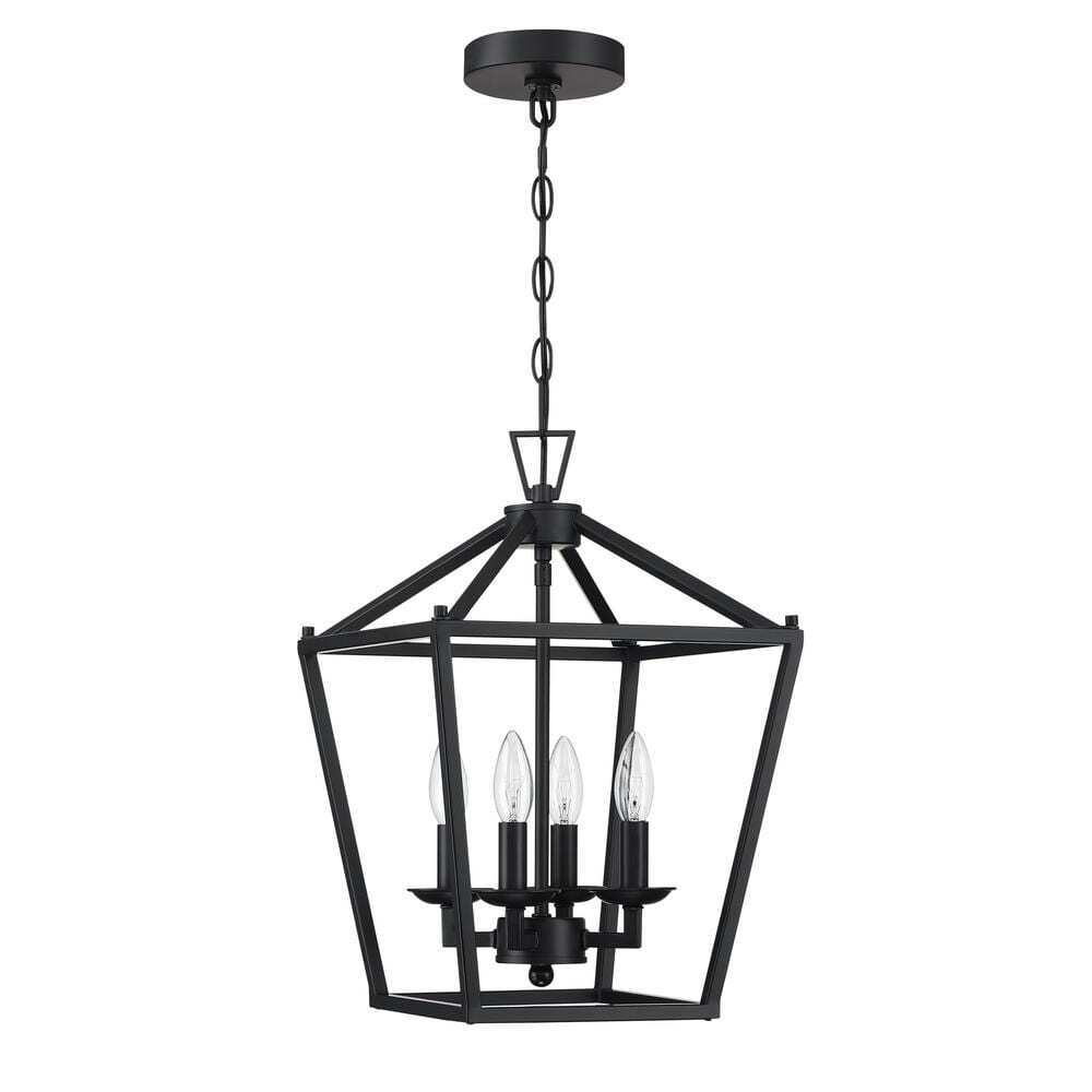 Hukoro Alfa 12 in. Geometric Cage Lantern Pendant Light w/ Matte Black Finish