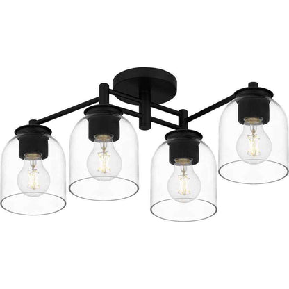 Hampton Bay Boundbrook 26.25 in. 4-Light Matte Black Semi-Flush Mount