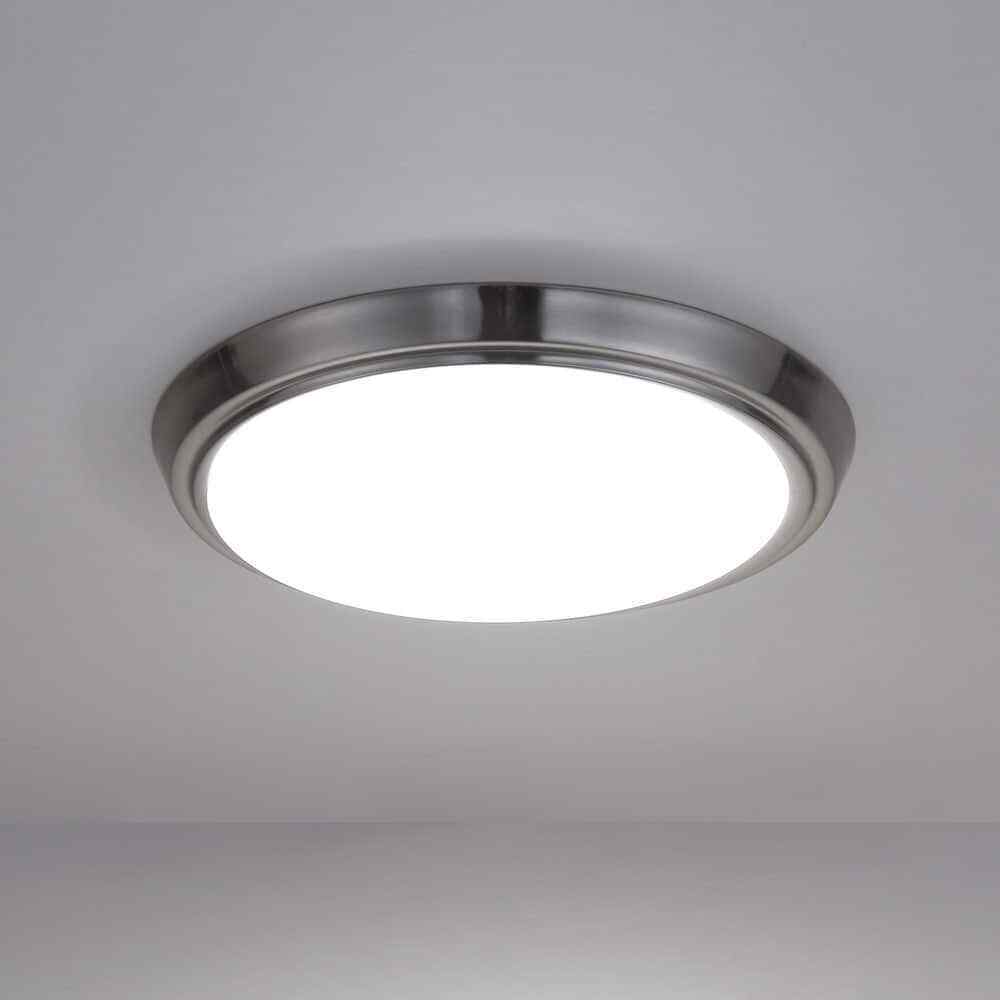 Pia Ricco Brushed Nickel Selectable LED CCT Color Changing Ceiling Flush Mount