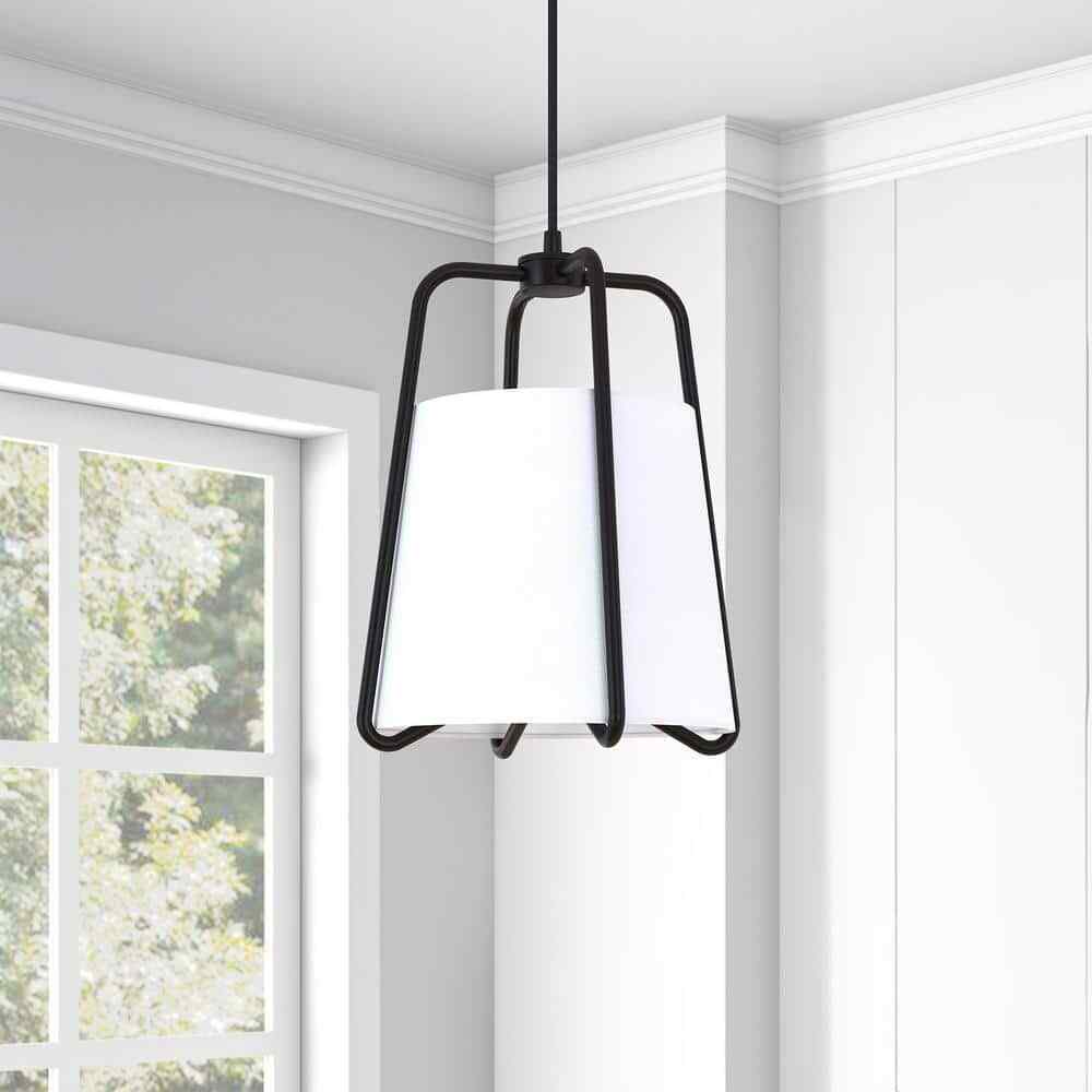 Meyer&Cross Marduk 1-Light Blackened Bronze Contemporary Fabric Pendant