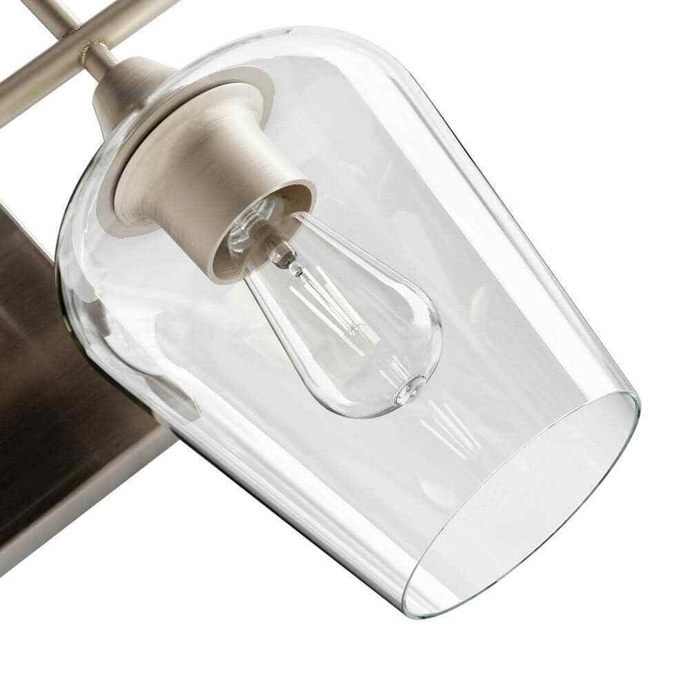 Merra 2-Light Brushed Nickel Wall Sconce Vanity Lights with Glass Shade