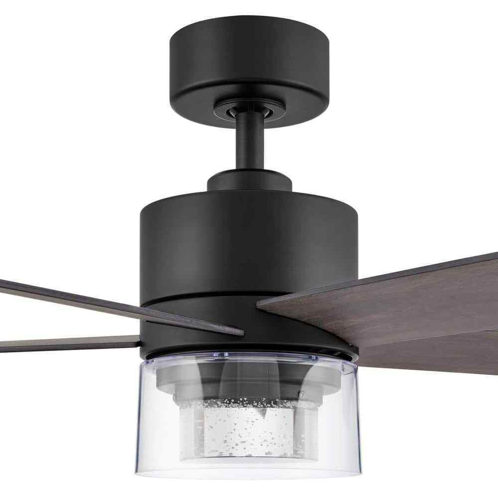 Hampton Bay Crysalis 52 in. Integrated CCT LED Indoor Matte Black Ceiling Fan