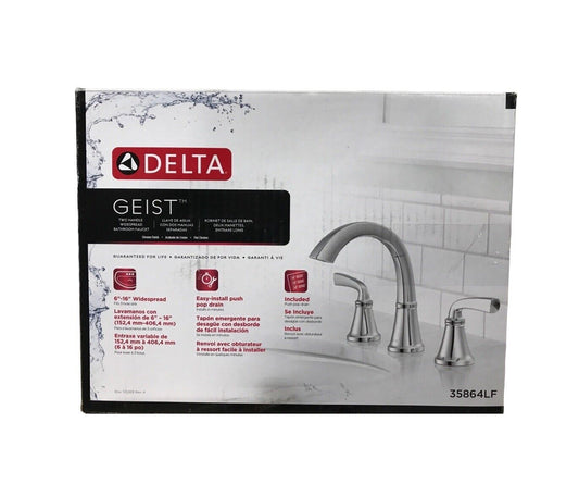 Delta Geist 8 in. Widespread Double-Handle Bathroom Faucet in Polished Chrome