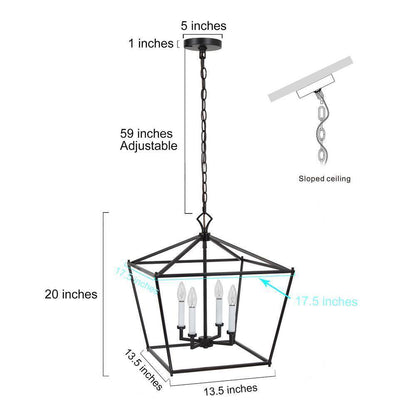 LNC Black Chandelier Modern Island Cage 4-Light Ceiling Light