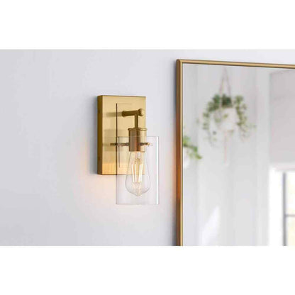 Hampton Bay Regan 4.5 in. 1-Light Brushed Gold Vanity Light w/ Clear Glass Shade
