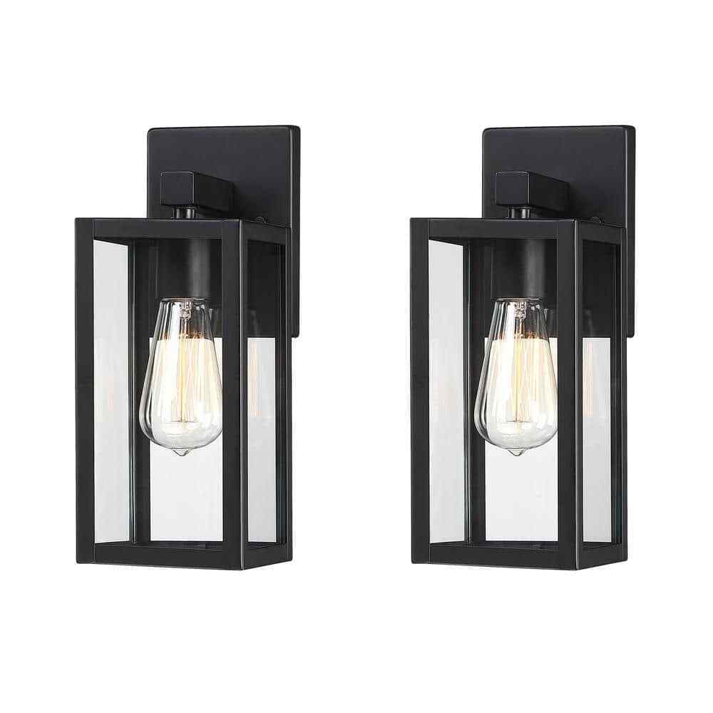 Hukoro Martin 1-Light Black Outdoor Wall Lantern Sconces 2-Pack F87702-BK