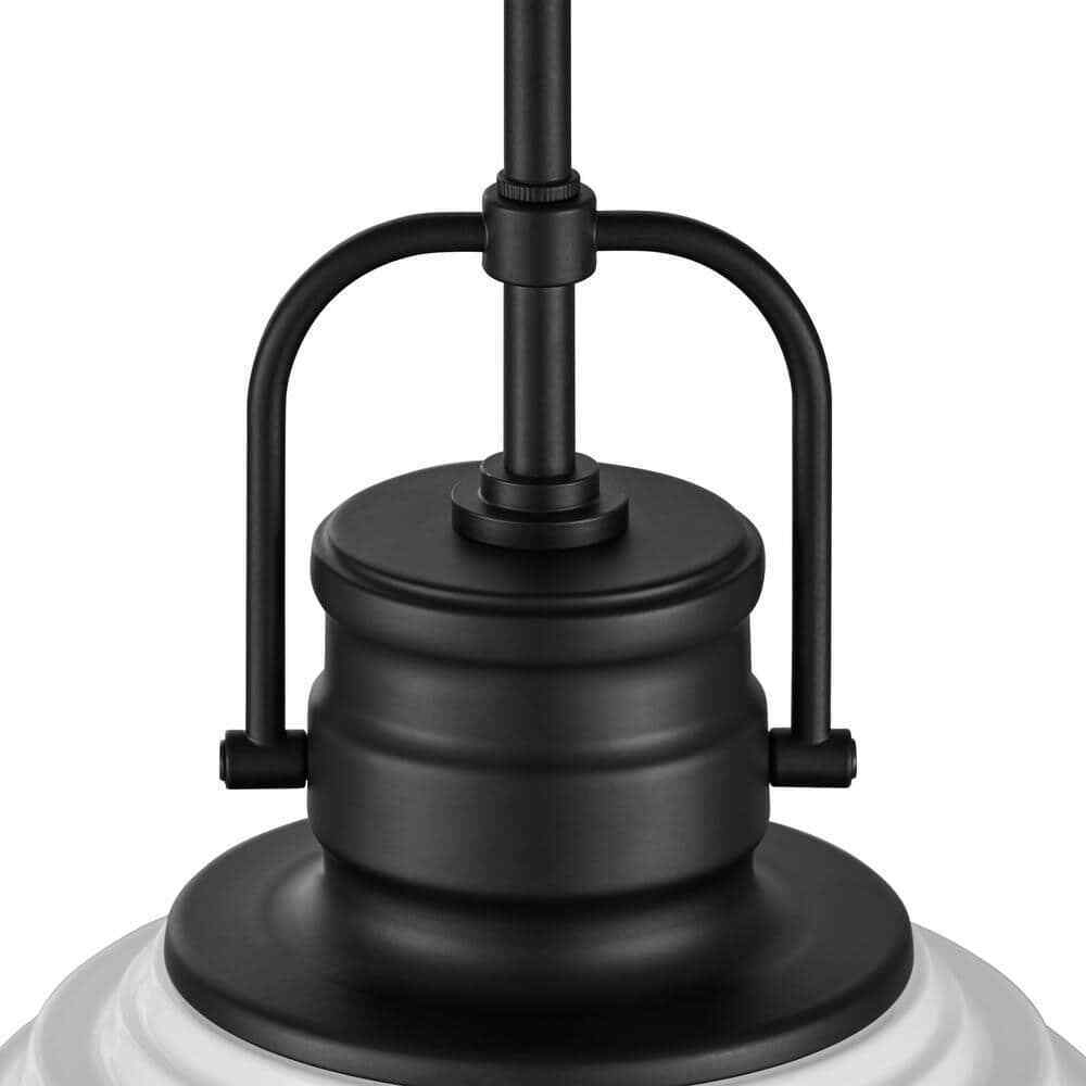Home Decorators Shelston 16 in. 1-Light Black and White Farmhouse Pendant Light